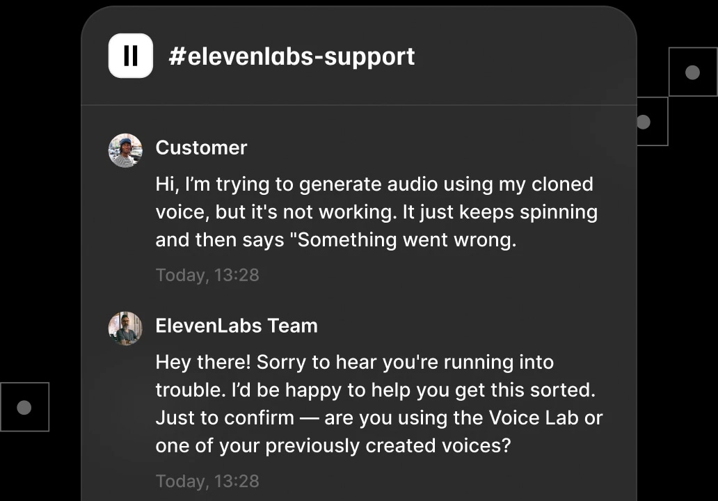 Support chat UI